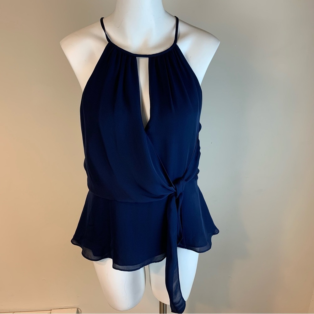 Parker Silk Blend Sleeveless Criss Cross Front Blouse - Picture 2 of 13